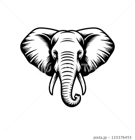 Illustration of Elephant head. Design element for logo, sign, poster, emblem. Vector illustration 133376455