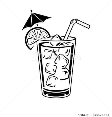 Illustration of cocktail in vintage monochrome style. Design element for logo, label, sign, poster, card, badge. Vector illustration Illustration of cocktail in vintage monochrome style. Design element for logo, label, sign, poster, card, badge. Vector illustration 133376573