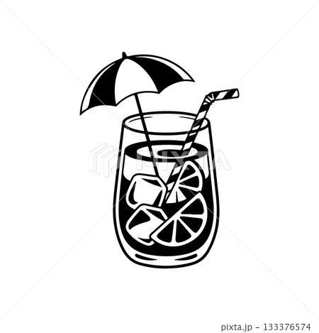 Illustration of cocktail in vintage monochrome style. Design element for logo, label, sign, poster, card, badge. Vector illustration Illustration of cocktail in vintage monochrome style. Design element for logo, label, sign, poster, card, badge. Vector illustration 133376574
