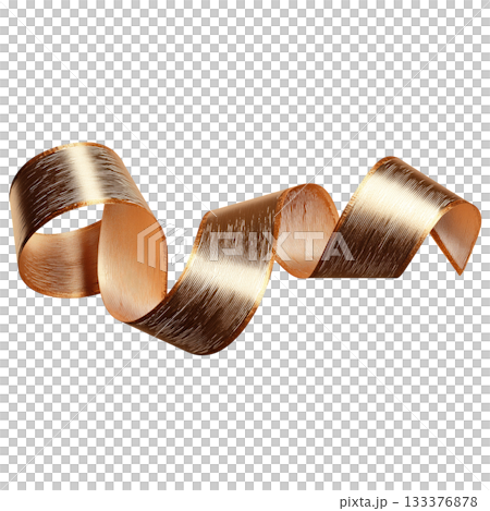 Decorative Gold Ribbon Twisted in Elegant Shape for Craft and Gift Wrapping Projects 133376878