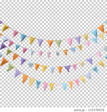 Bright and Colorful Bunting Flags Add a Cheerful Touch to Any Party or Celebration Setting 133376879