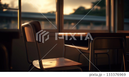 昭和のノスタルジックな雰囲気の教室 133376969