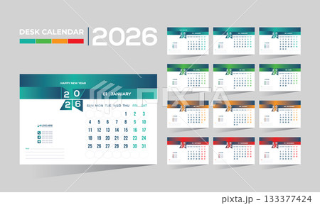2026 desk vector calendar design 133377424