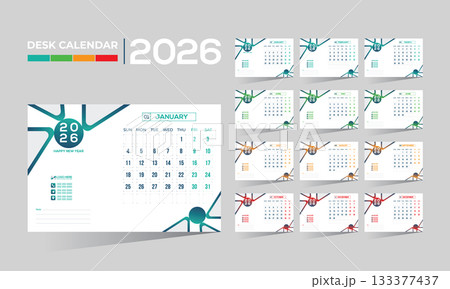 2026 desk vector calendar design 133377437