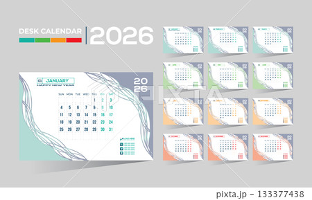 2026 desk vector calendar design 133377438