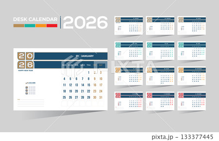 2026 desk vector calendar design 133377445