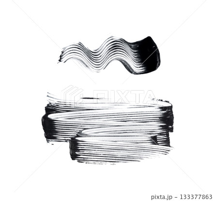 Mascara brush stroke isolated. Black eyelash makeup smudge 133377863