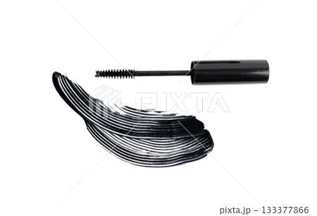 Mascara brush stroke isolated. Black eyelash makeup smudge Mascara brush stroke isolated. Black eyelash makeup smudge 133377866