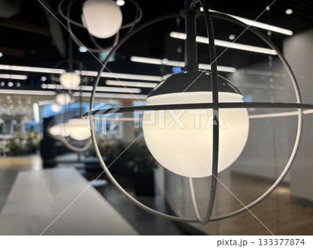 Hanging Retro Lamps, Vintage Style Industrial Lightbulbs, Stylish Warm Light Bulb in Interior 133377874
