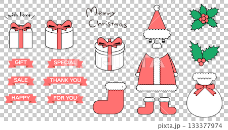 Simple and cute Santa Claus illustration set 133377974