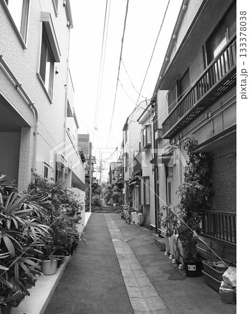 東京下町の細い路地空間。昭和レトロな街並み。 133378038