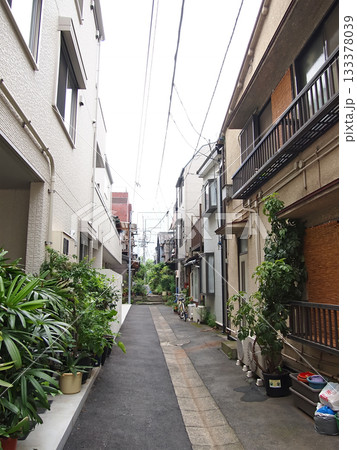 東京下町の細い路地空間。昭和レトロな街並み。 133378039