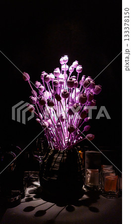 Dried poppy decoration. Poppy in the vase. Poppy arrangement of dried flowers and grass. Dried poppy decoration. Poppy in the vase. Poppy arrangement of dried flowers and grass. 133378150