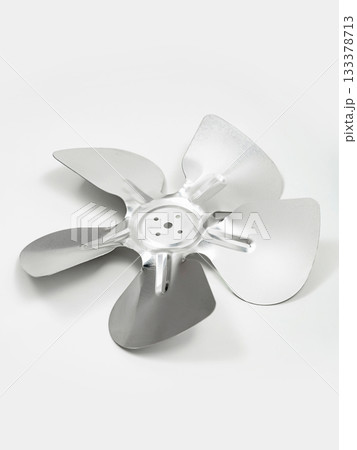 Metal fan blades on a white background. 133378713