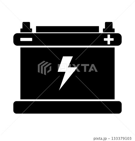 Car Battery Icon Vector Illustration. Perfect for automotive themes, energy concepts, mechanic services, electrical power icons, apps, infographics and educational materials. 133379103