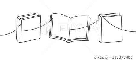 Minimalist line drawing of an books in a one line Minimalist line drawing of an books in a one line 133379400