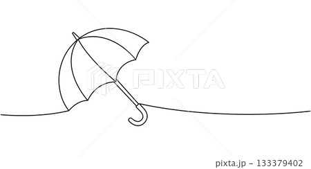 Minimalist umbrella outline monoline art illustration, simple parasol design symbolizing rain and shelter Minimalist umbrella outline monoline art illustration, simple parasol design symbolizing rain and shelter 133379402