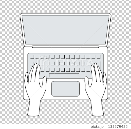 俯視視角:一隻手正在操作筆記型電腦 | 極簡主義成人工作場景,向量素材 俯視視角:一隻手正在操作筆記型電腦 | 極簡主義成人工作場景,向量素材 133379423