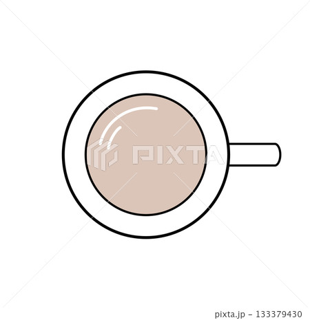 大人ミニマルのコーヒーマグカップ俯瞰イラスト|シンプル・ベクター素材 大人ミニマルのコーヒーマグカップ俯瞰イラスト|シンプル・ベクター素材 133379430