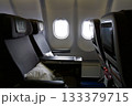 Frankfurt, Germany, June 10, 2019: Premium Economy Seats by the Window on a Long Haul Aircraft 133379715