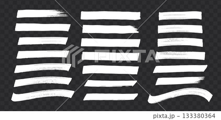 Set of white grunge paint brush strokes on transparent background. Set of white grunge paint brush strokes on transparent background. 133380364