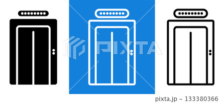 Elevator lift icon featuring an outline stroke with different thickness levels. Vector illustration showing a simple lift symbol for navigation, signage, interface design.  133380366