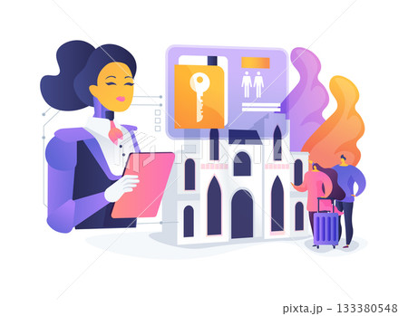 Smart Hotel Concierge Robot abstract concept vector illustration. Smart Hotel Concierge Robot abstract concept vector illustration. 133380548