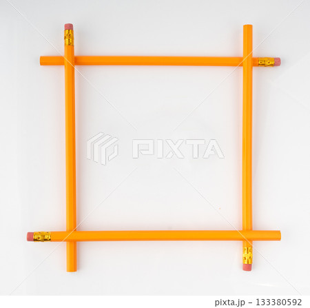 Pencils with a rubber isolated. Unsharpened yellow wooden graphite pencils Pencils with a rubber isolated. Unsharpened yellow wooden graphite pencils 133380592