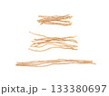 String piece isolated, jute rope fragment, part of packaging cord knots, eco-friendly natural rope 133380697