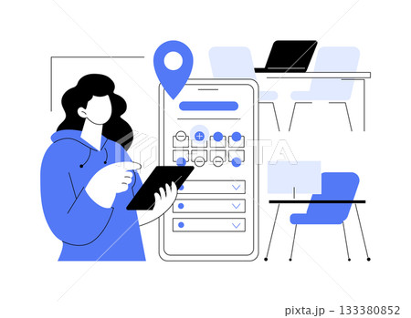 Smart Desk Reservation Systems abstract concept vector illustration. 133380852