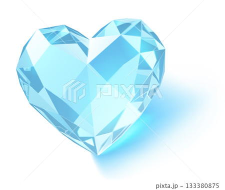 Blue heart-shaped diamond on white. 133380875