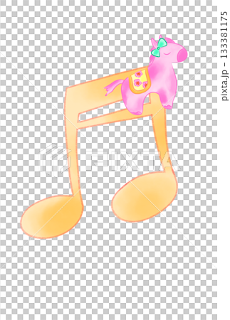 一個可愛的小馬和一個音符 133381175