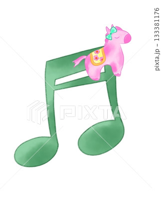 かわいい馬の付いた音符 133381176