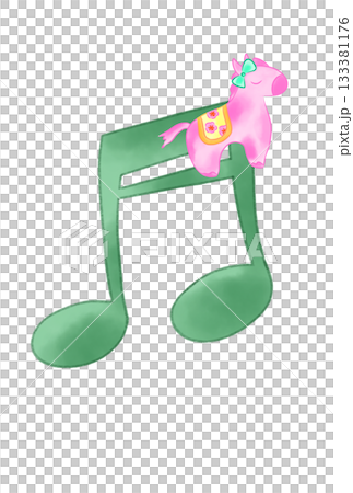 かわいい馬の付いた音符 133381176