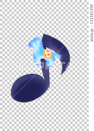 かわいい馬の付いた音符 133381309