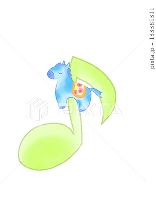かわいい馬の付いた音符 133381311