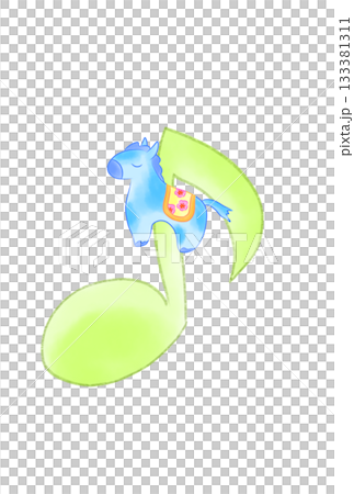 かわいい馬の付いた音符 133381311