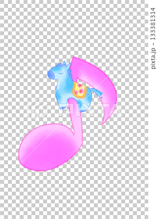 かわいい馬の付いた音符 133381314