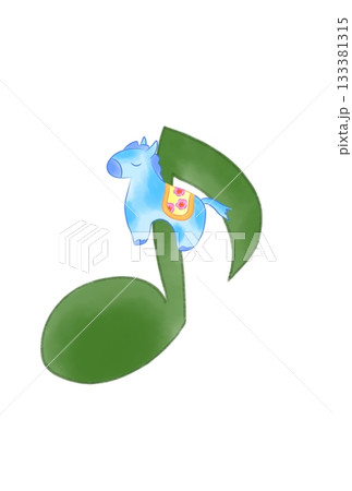 かわいい馬の付いた音符 133381315