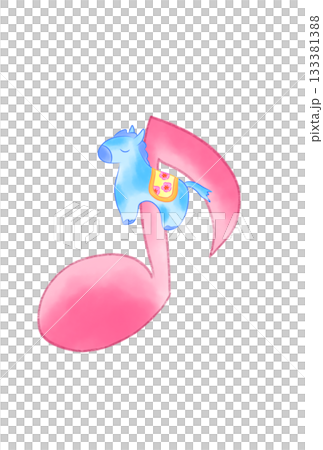 かわいい馬の付いた音符 133381388