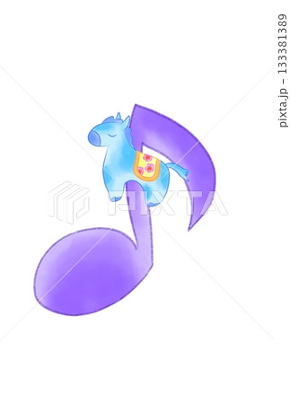 かわいい馬の付いた音符 133381389