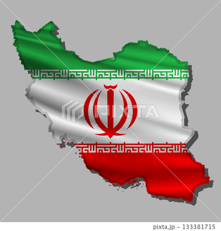 Vector flag Iran in the form of a map 133381715