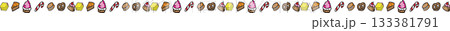 Boarder line Cute Hand Drawn Dessert and Candy Icon 133381791