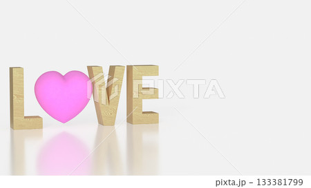 LOVE Text with Pink Heart Symbol on White Background 3d render. LOVE Text with Pink Heart Symbol on White Background 3d render. 133381799