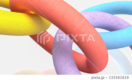 The Colorful Abstract 3D Torus Shapes Interlocked for Abstract Background concept. The Colorful Abstract 3D Torus Shapes Interlocked for Abstract Background concept. 133381819