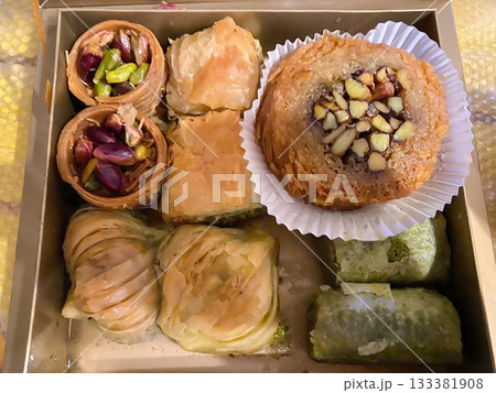 Assorted Middle Eastern Pastry Selection 133381908