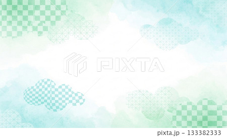 淡い緑と水色のグラデーションが広がる優しい和風背景デザイン 淡い緑と水色のグラデーションが広がる優しい和風背景デザイン 133382333