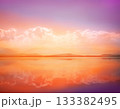 Sunset waterscape of lake with sky reflection 133382495