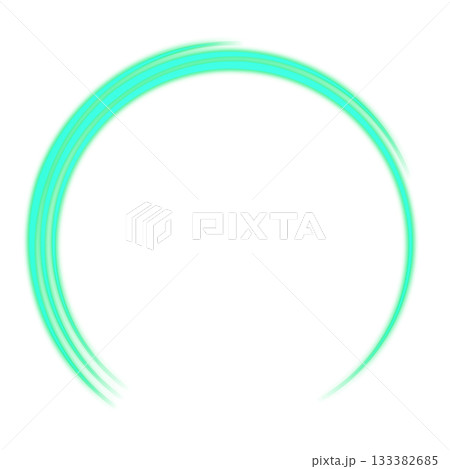 透明背景の緑色円形ラインリング 133382685