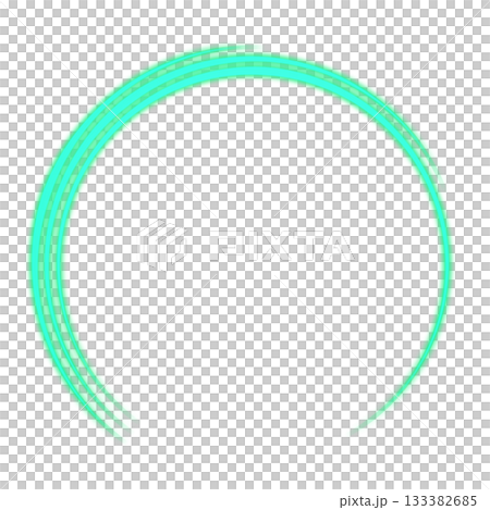 透明背景の緑色円形ラインリング 133382685